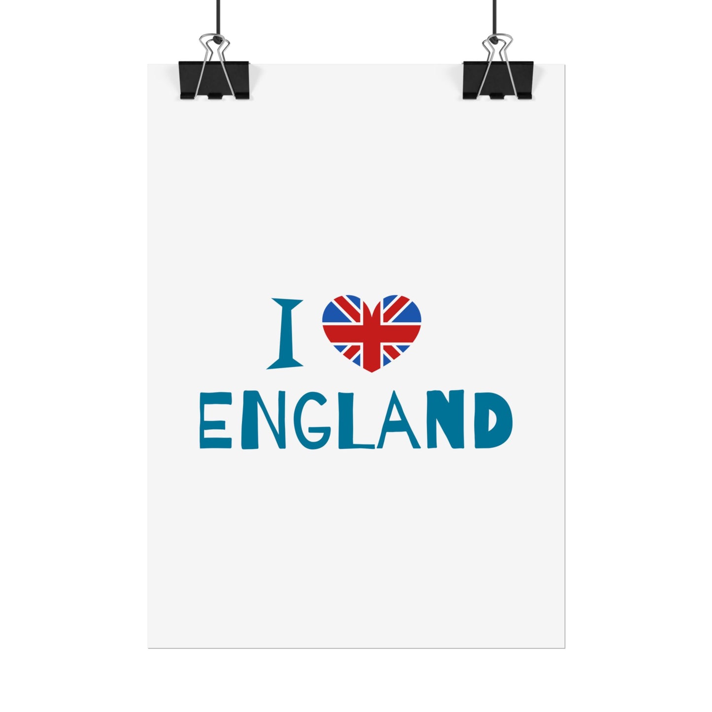 I Love England Rolled Poster - UK Travel Decor, Gift for Britains, Wall Art for Home, London Souvenir, Love England