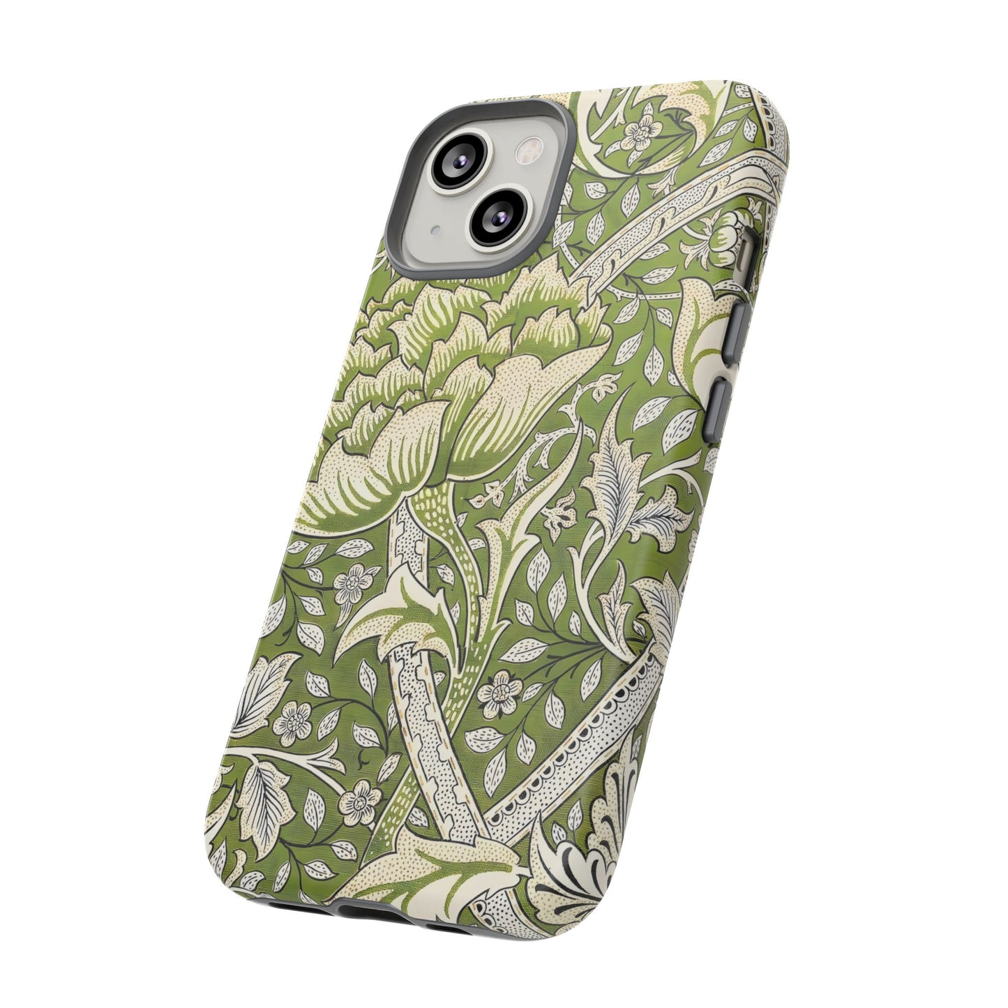 Stylish Phone Case with Floral Design, Durable Protective Cover for iPhone, Unique Gift for Birthdays, Mother's Day, Green Aesthetic