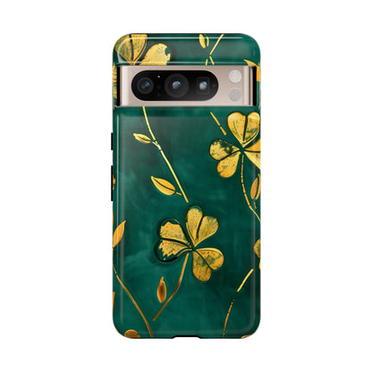 Floral Phone Case with Gold Accents, Tough Phone Cover, Stylish Phone Protector, Unique Gift for Her, Nature Lover Accessory