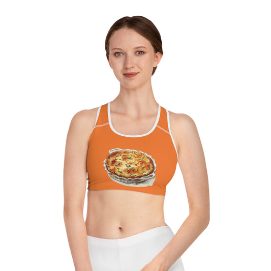 Sports Bra - Fun Activewear for Food Lovers - Cute Quiche - Dine Like a Monarch - Classic Royal Dishes of Britain