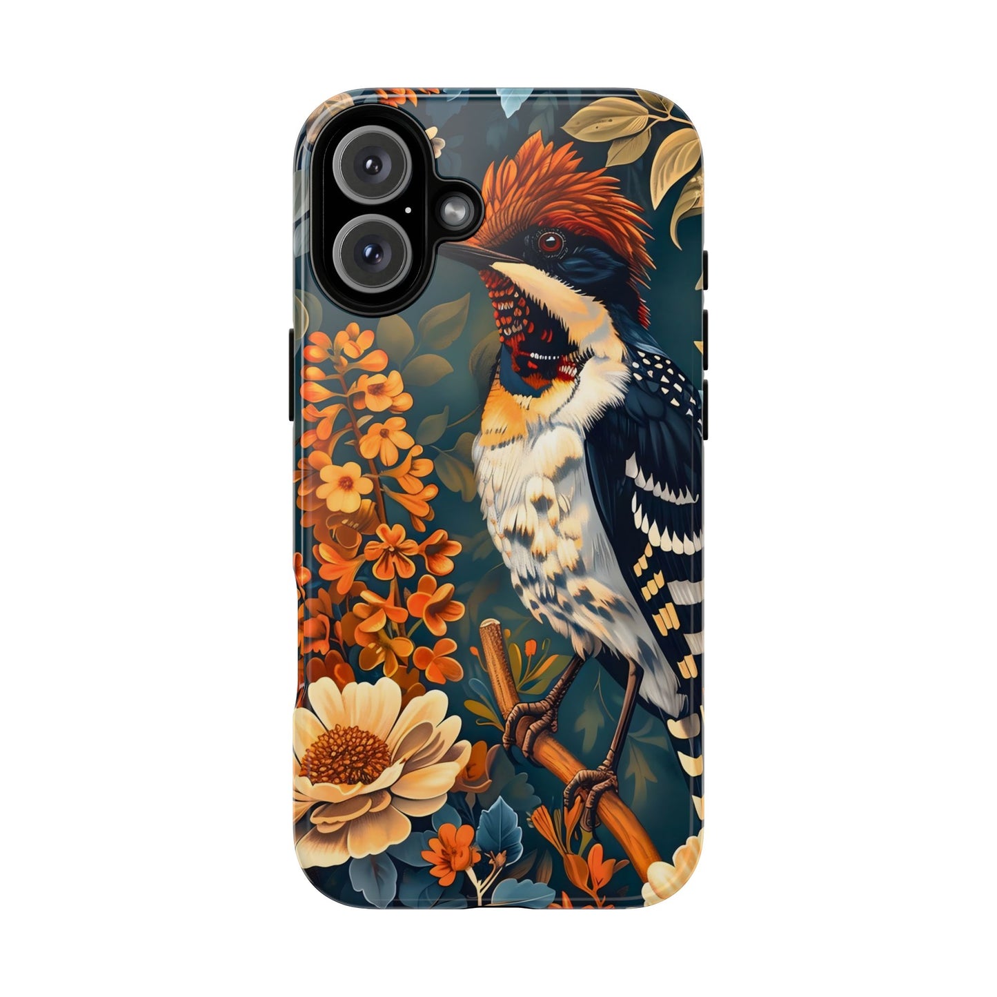 Tough Cases: Floral Bird Phone Case, Vintage Style Cover, Nature Lover Gift, Botanical Design, Spring Inspire Fashion