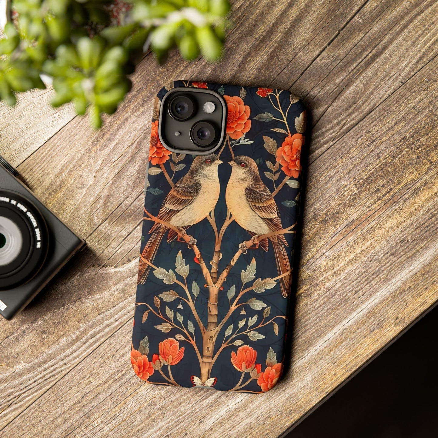 Floral Phone Case – Tough Cases with Bird Design, Unique Gift for Nature Lovers, Stylish Tech Accessory, Phone Cover, Artistic Case