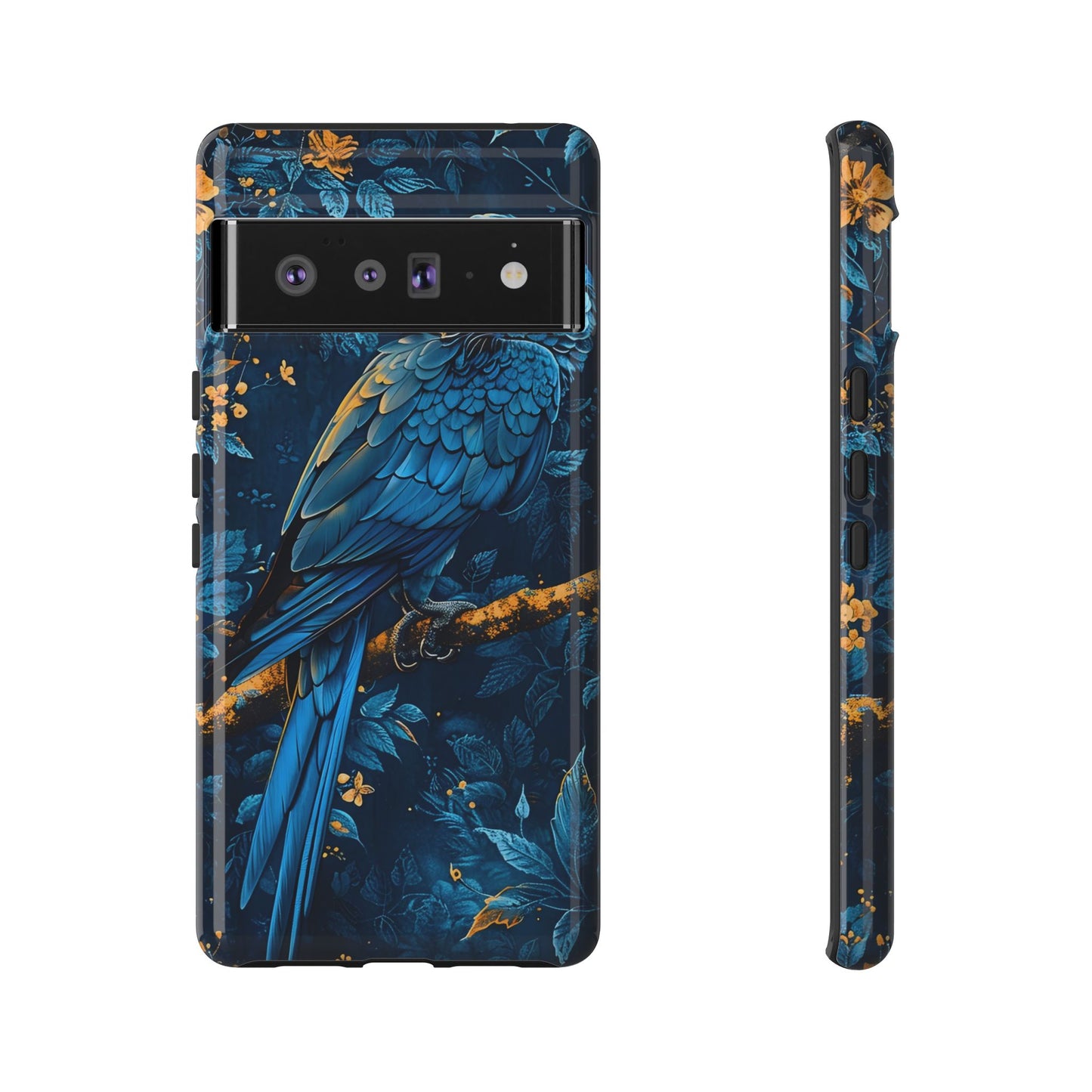 Tough Cases - Vibrant Blue Parrot Phone Case, Tropical Bird Phone Cover, Nature Lover Gift, Eco-Friendly Accessories, Unique Wildlife Decor
