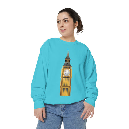 Unisex Garment-Dyed Sweatshirt - Classic London - Big Ben in All Its Glory