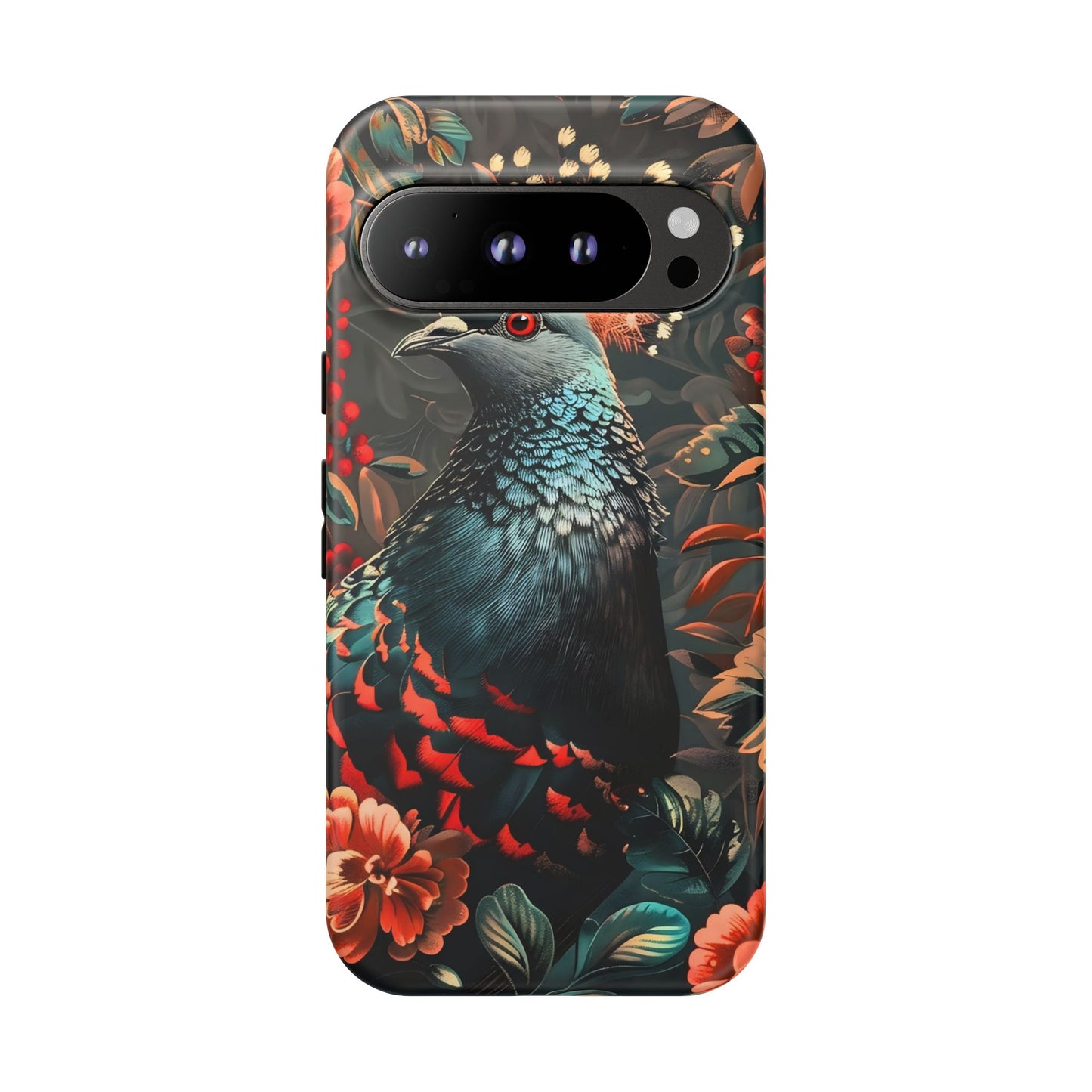 Floral Peacock Phone Case, Tough Cases, Artistic Phone Cover, Unique Gift, Nature Lover Accessory, Protective Case