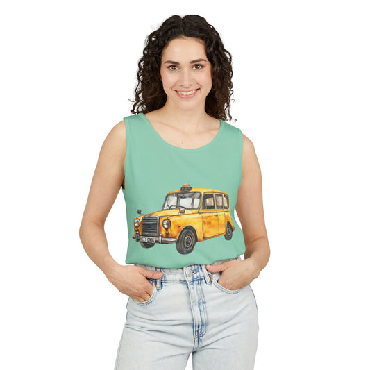 Unisex Garment-Dyed Tank Top - Trendy Brtish Vintage Car