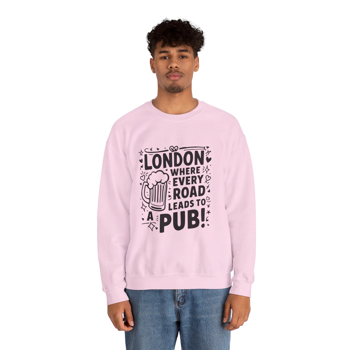 Unisex Heavy Blend™ Crewneck Sweatshirt Cozy - Every Road Leads to pub