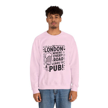 Unisex Heavy Blend™ Crewneck Sweatshirt Cozy - Every Road Leads to pub