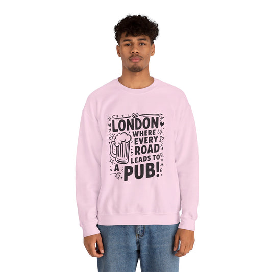 Unisex Heavy Blend™ Crewneck Sweatshirt Cozy - Every Road Leads to pub