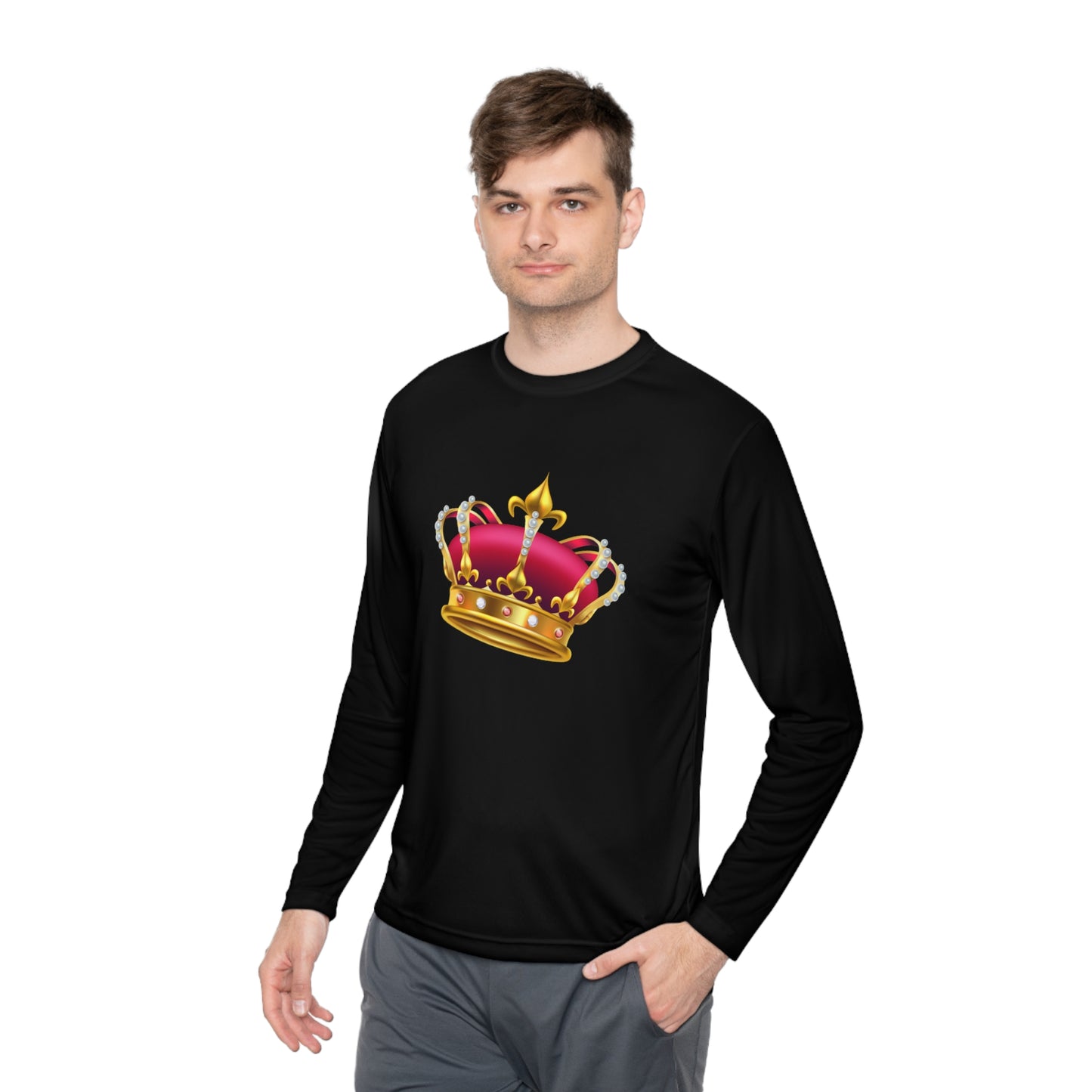 Unisex Lightweight Long Sleeve Tee - British Royal Crown Design - Iconic Symbol of Monarchy