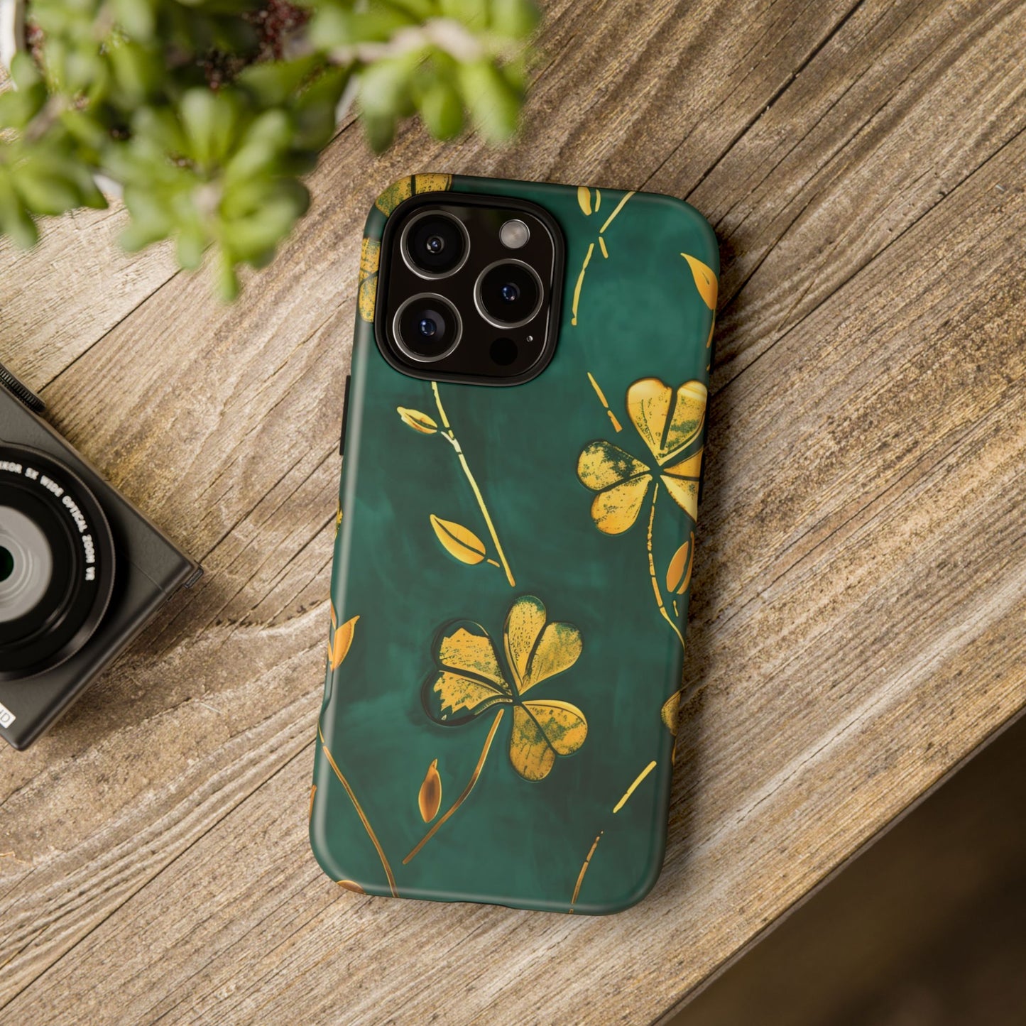 Floral Phone Case with Gold Accents, Tough Phone Cover, Stylish Phone Protector, Unique Gift for Her, Nature Lover Accessory