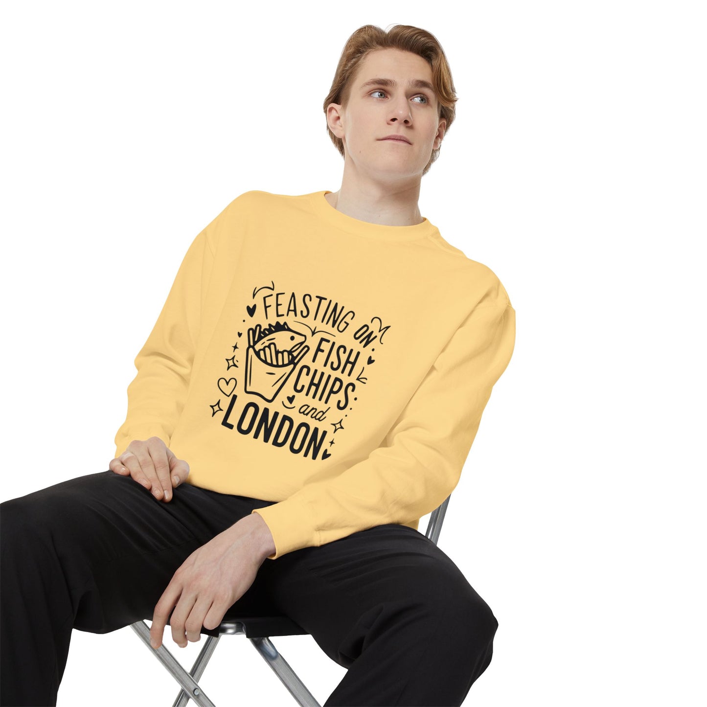 Unisex Garment-Dyed Sweatshirt Lightweight - Fish Cips and London