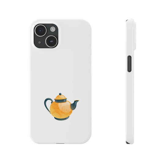 Cute Teapot Slim Phone Case, Tea Lover Gift, Stylish Phone Cover, Unique Gadget Accessory, Phone Protector for Tea Enthusiasts
