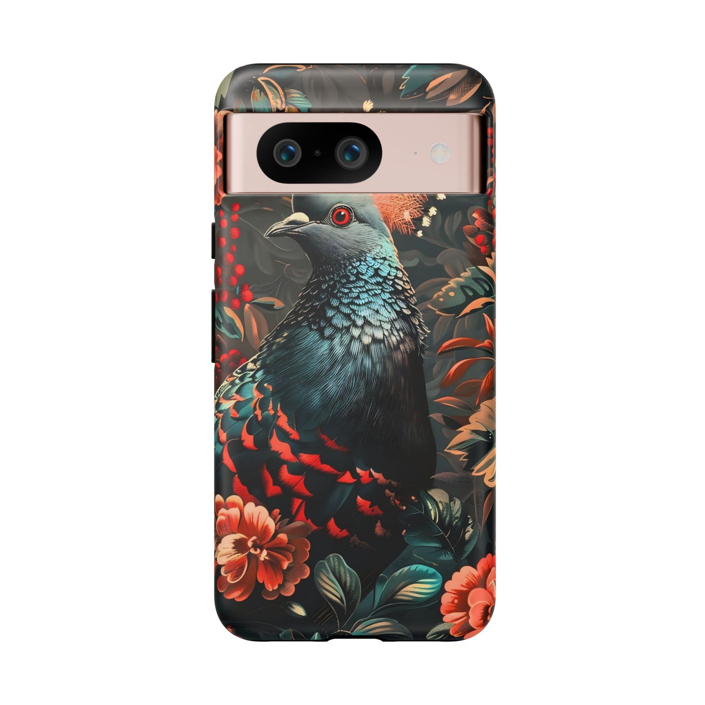 Floral Peacock Phone Case, Tough Cases, Artistic Phone Cover, Unique Gift, Nature Lover Accessory, Protective Case