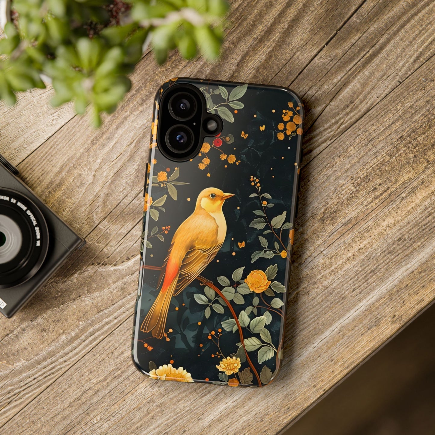 Floral Phone Case, Tough Cases with Bird Design, Nature Lover Gift, Stylish Protection, Birthday Present, Floral Phone Cover