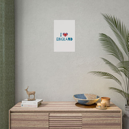 I Love England Rolled Poster - UK Travel Decor, Gift for Britains, Wall Art for Home, London Souvenir, Love England