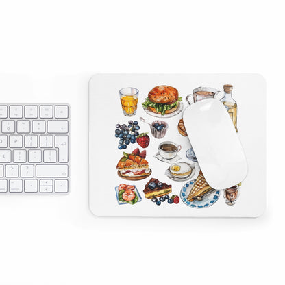 Breakfast Food Mouse Pad, Kitchen Decor, Gift for Foodies, Office Supplies, Cute Desk Accessory, Food Illustration