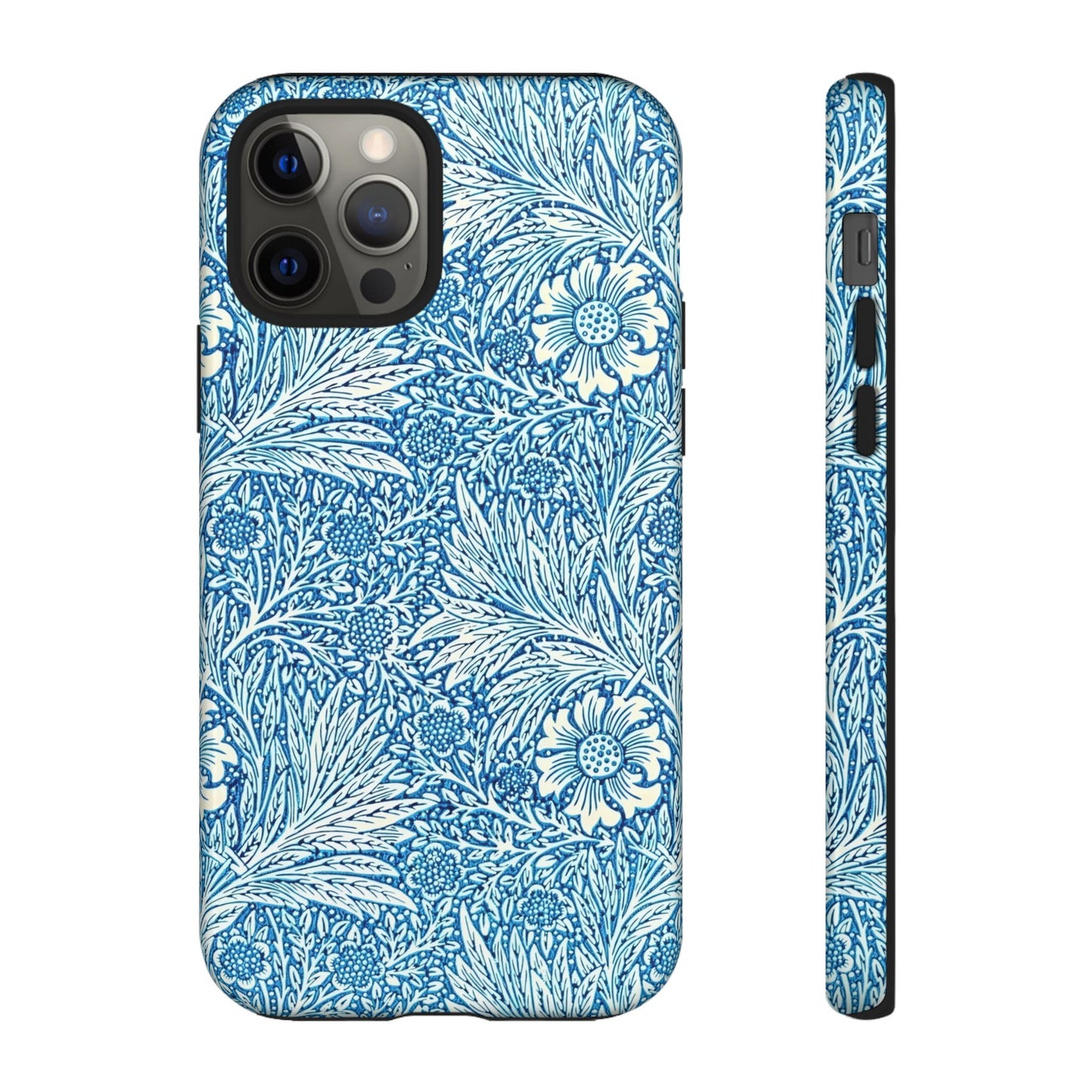 Stylish Phone Case, Tough Floral Phone Cover, Fashionable Tech Accessory, Gift for Her, Blue Flower Design