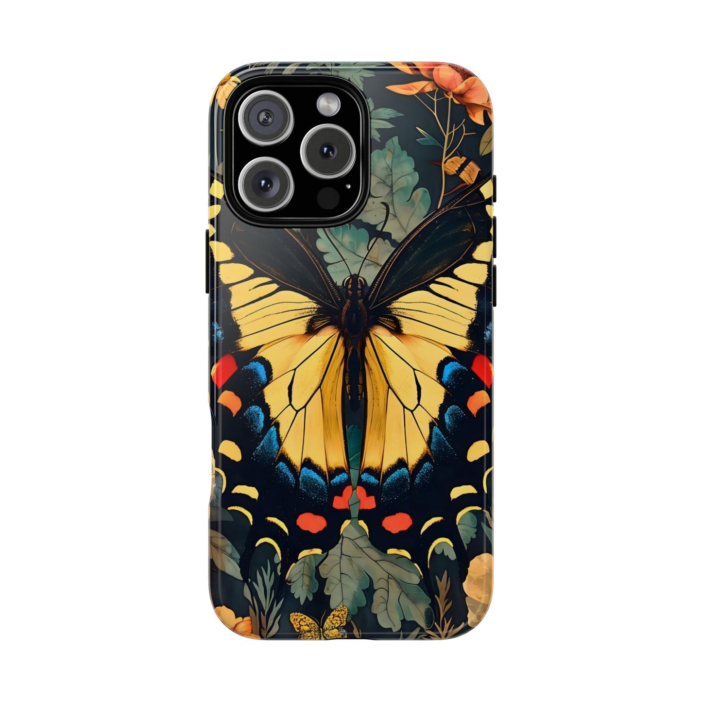 Butterfly Floral Phone Case, Art-inspire Tough Case, Gift for Nature Lovers, Butterfly Pattern Cover, Eco-Friendly Mobile Accessory