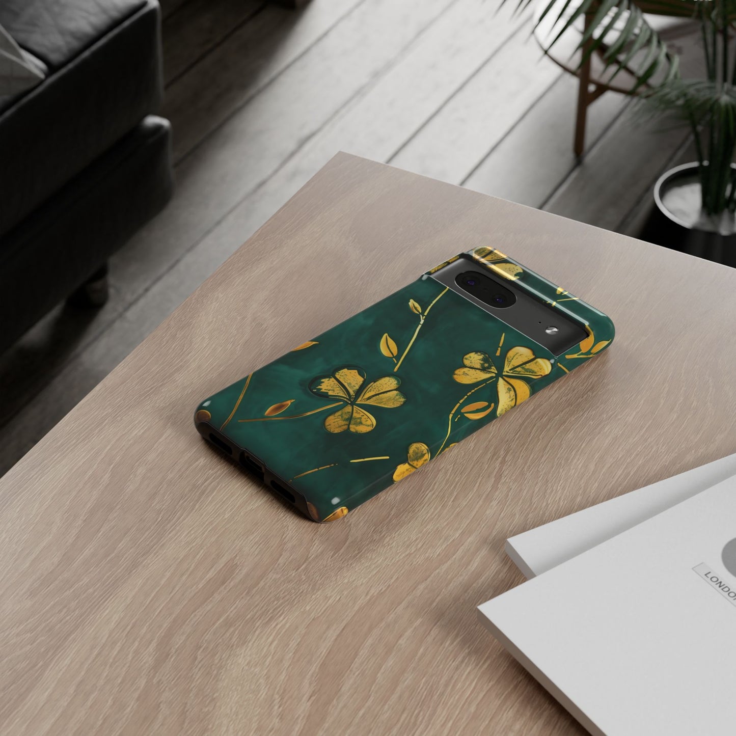 Floral Phone Case with Gold Accents, Tough Phone Cover, Stylish Phone Protector, Unique Gift for Her, Nature Lover Accessory