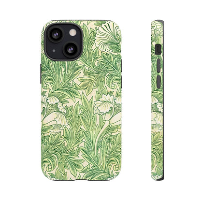 Green Floral Phone Case, Botanical iPhone Cover, Tough Phone Shell, Nature-inspired Gift, Eco-friendly Tech Accessory