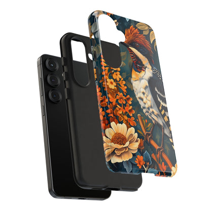 Tough Cases: Floral Bird Phone Case, Vintage Style Cover, Nature Lover Gift, Botanical Design, Spring Inspire Fashion