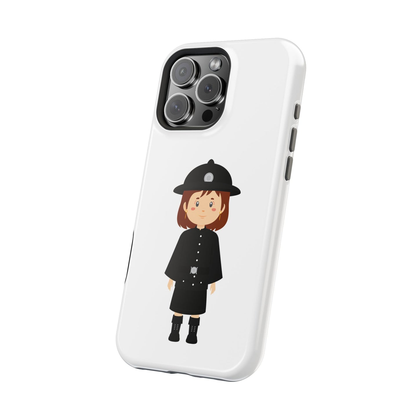 Cute Police Officer Magnetic Tough Case for iPhone, Gift for Police Lovers, Kid's Phone Case, Durable Protector, Fun Design