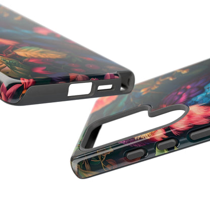 Vibrant Phone Case, Tropical Bird Design, Tough Phone Cover, Floral Tech Accessory, Gift for Nature Lovers
