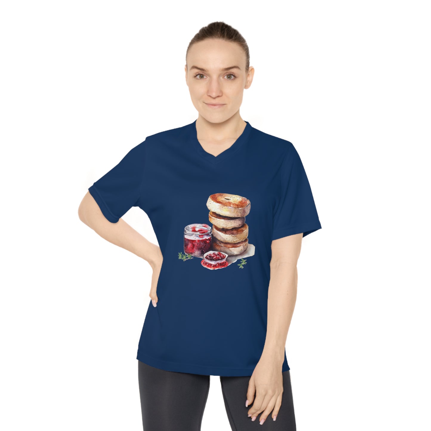 Women’s Performance V-Neck T-Shirt - Watercolor Culinary Art - Food Illustration