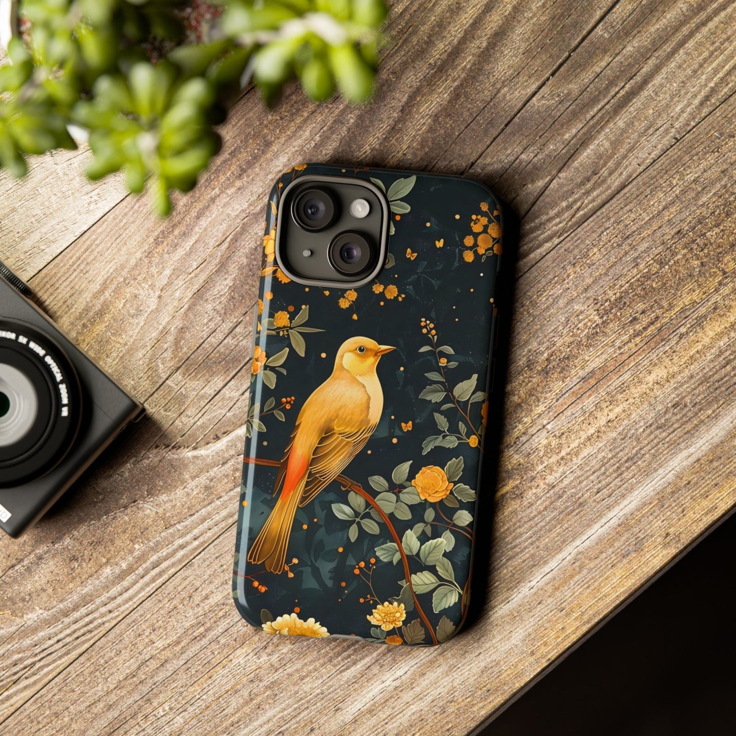 Floral Phone Case, Tough Cases with Bird Design, Nature Lover Gift, Stylish Protection, Birthday Present, Floral Phone Cover