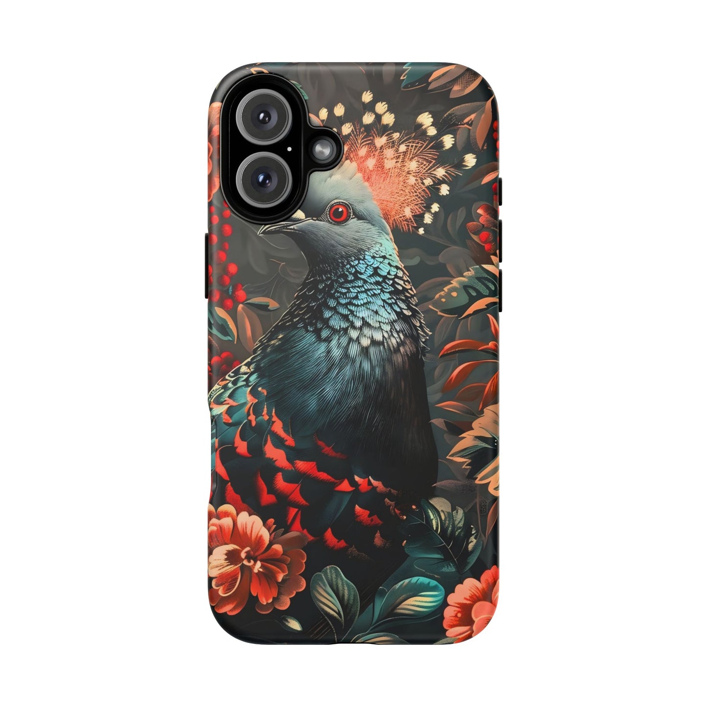 Floral Peacock Phone Case, Tough Cases, Artistic Phone Cover, Unique Gift, Nature Lover Accessory, Protective Case