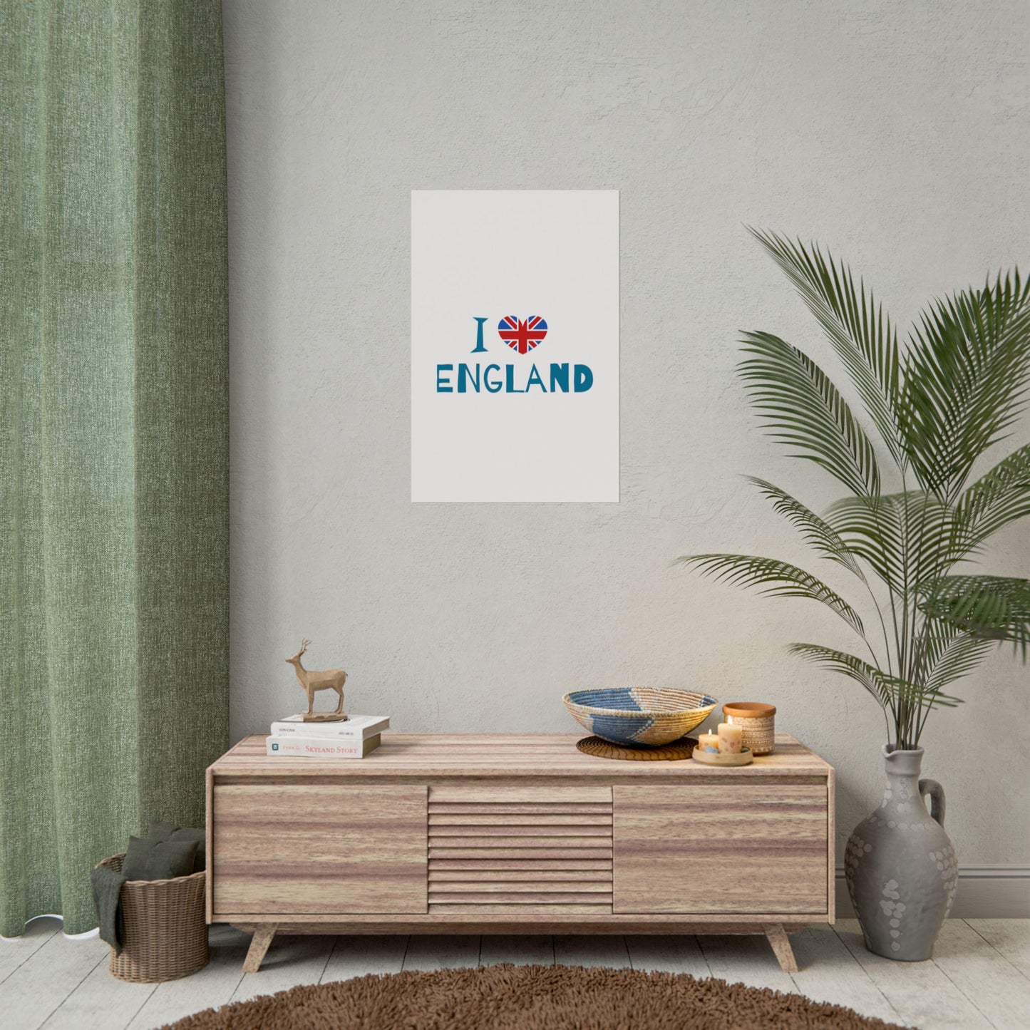 I Love England Rolled Poster - UK Travel Decor, Gift for Britains, Wall Art for Home, London Souvenir, Love England
