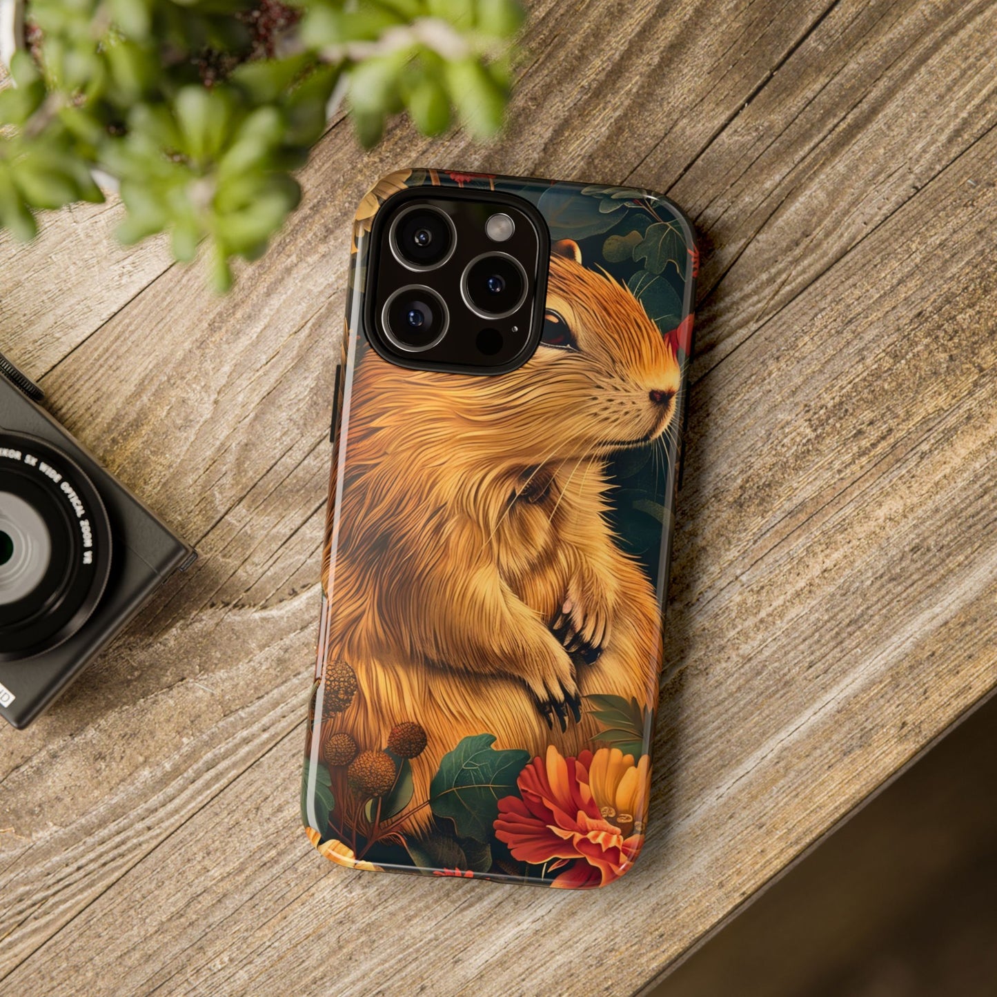 Cute Animal Phone Case, Floral Design Tough Cases for Nature Lovers, Gifts for Her, Customizable Mobile Accessory, Pet Lover Phone Cover