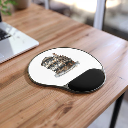 Cute Historic Building Mouse Pad with Wrist Rest, Office Decor, Gamer Gift, Ergonomic Mousepad, Desk Accessory, Home Office Essentials