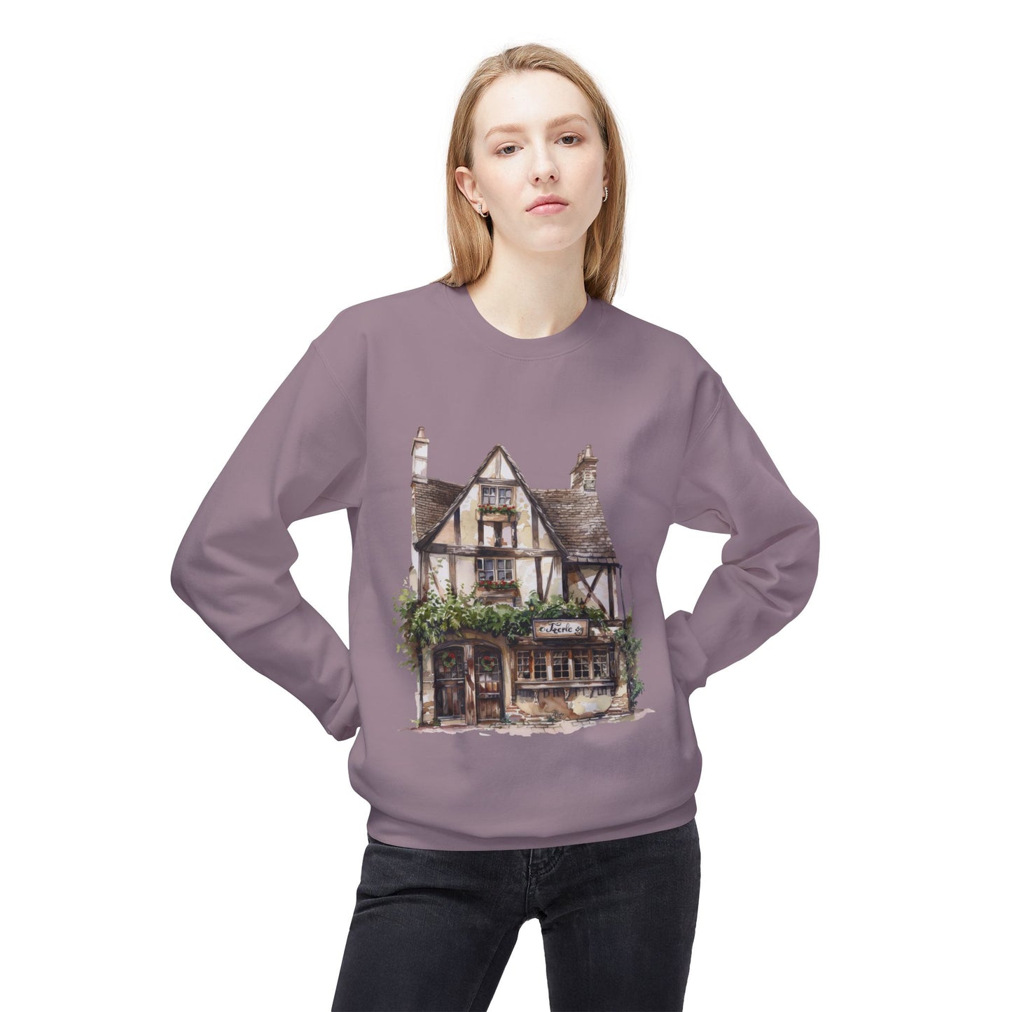 Unisex Midweight Softstyle Fleece Crewneck Sweatshirt - The Classic British Village House
