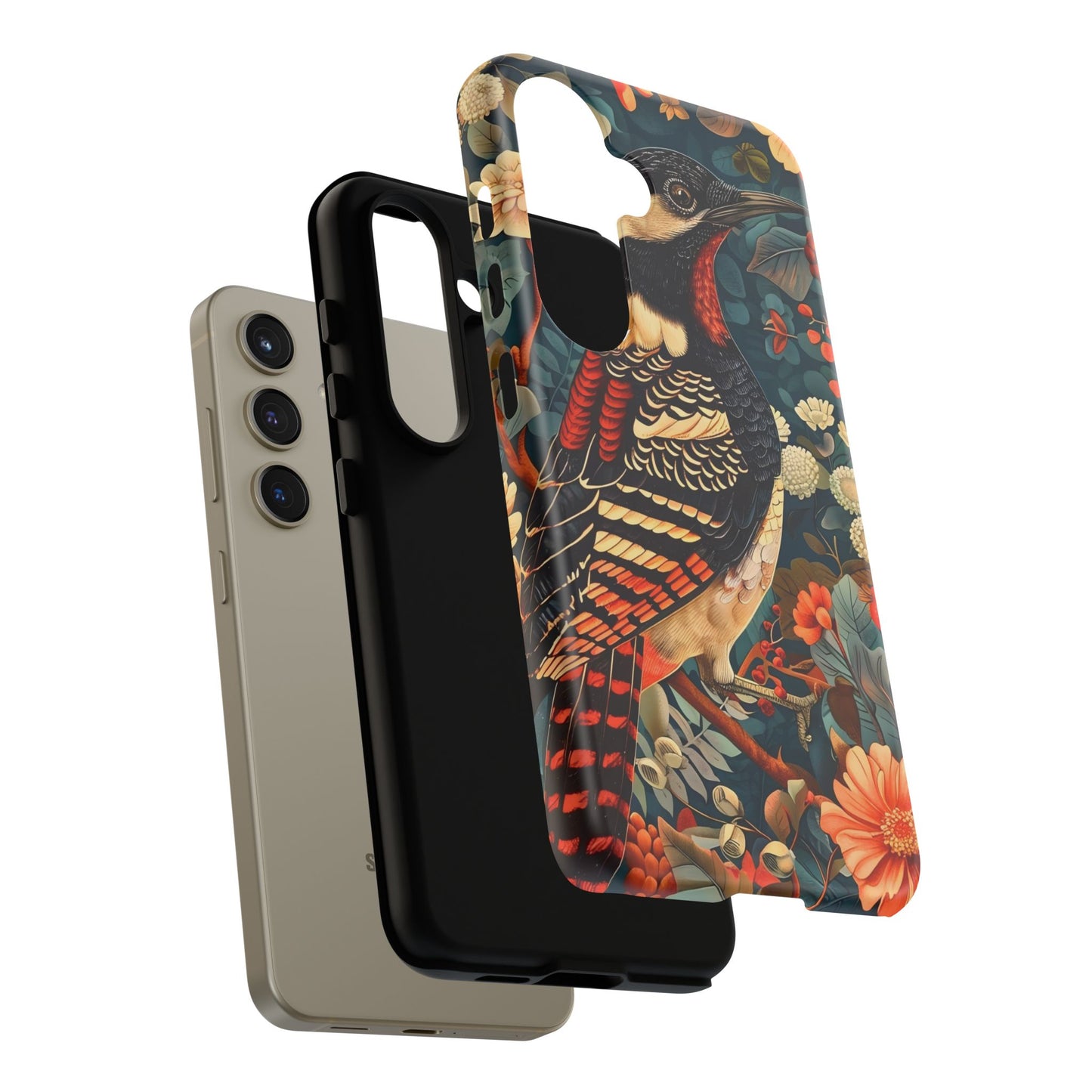 Nature-Inspired Phone Case with Floral Art, Tough Phone Cover, Protective Case, Gift for Nature Lovers, Unique Phone Accessory