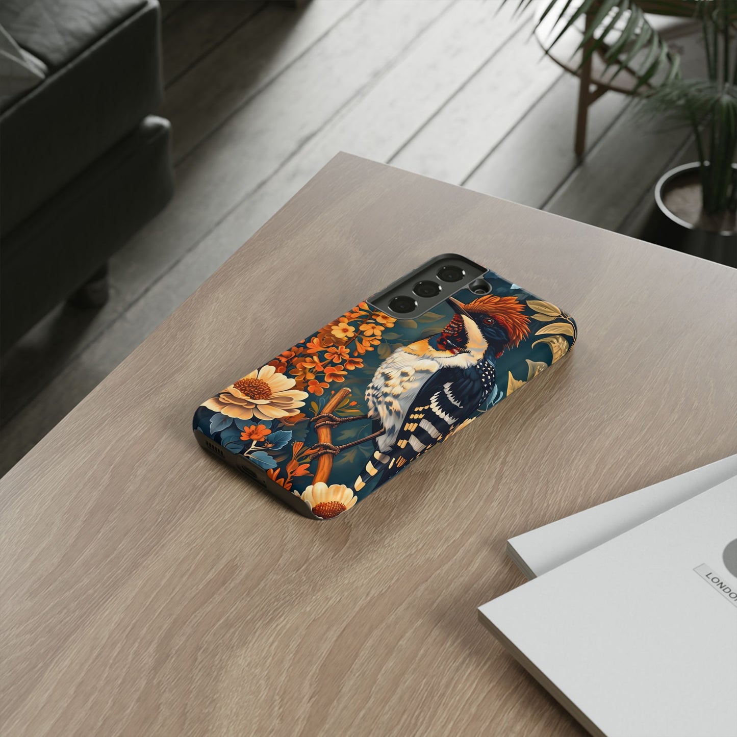 Tough Cases: Floral Bird Phone Case, Vintage Style Cover, Nature Lover Gift, Botanical Design, Spring Inspire Fashion