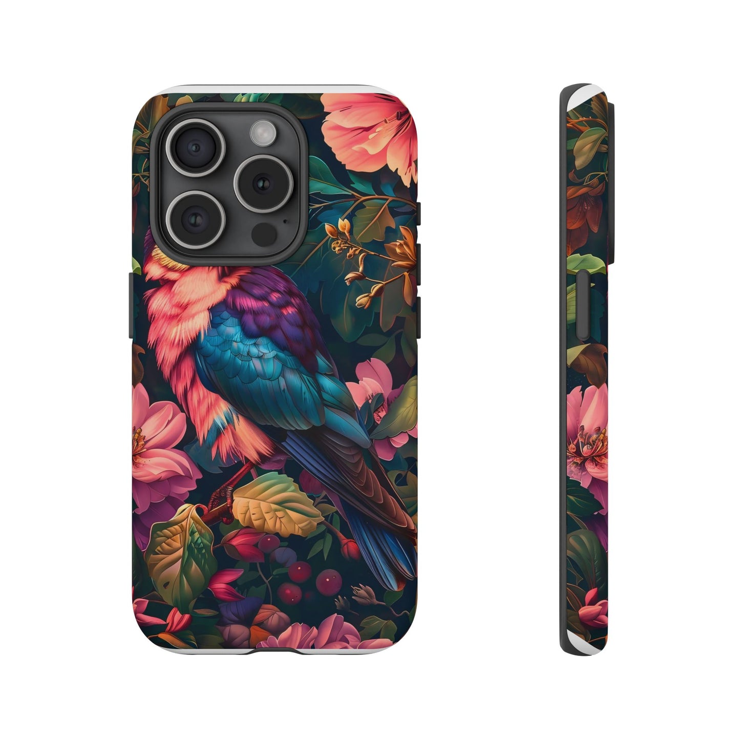 Tough Cases: Vibrant Tropical Bird Phone Case, Floral Smartphone Cover, Nature Lover Gift, Boho Phone Accessory, Cute Bird Case