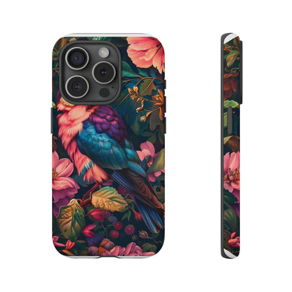 Tough Cases: Vibrant Tropical Bird Phone Case, Floral Smartphone Cover, Nature Lover Gift, Boho Phone Accessory, Cute Bird Case