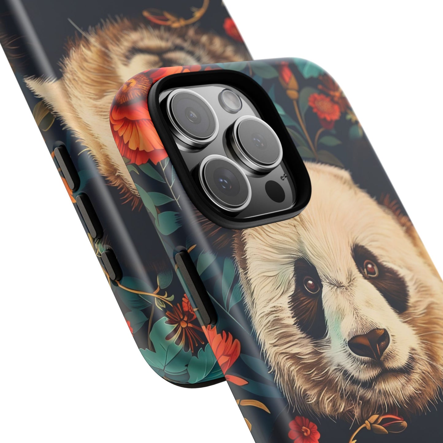 Panda Floral Phone Case, Tough Cases, Cute Animal Case, Floral Design, Gifts for Animal Lovers, Phone Accessories