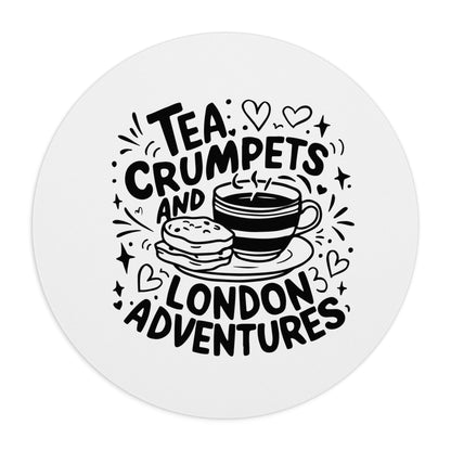 London Adventures Mouse Pad - Tea Crumpets Design, Office Decor, Gift for Tea Lovers, Travel Inspiration