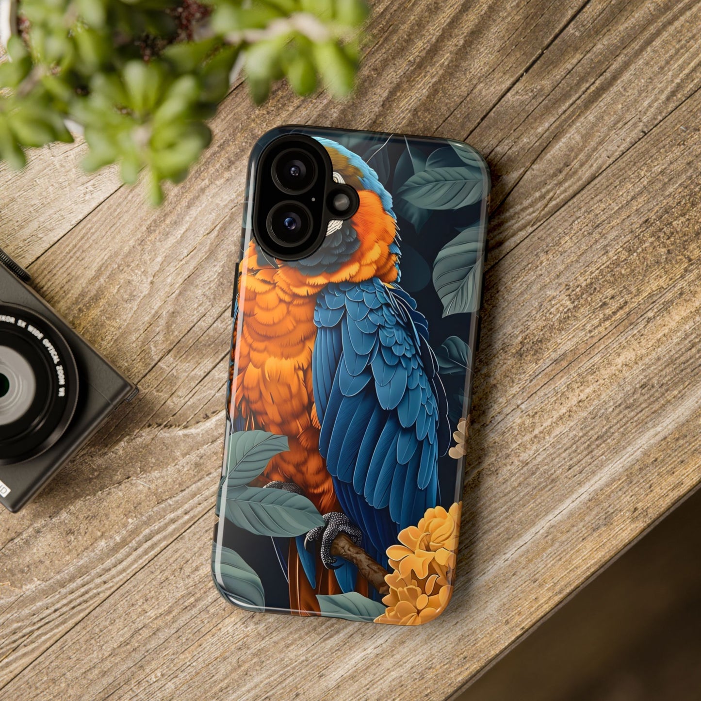 Tropical Parrot Phone Case - Tough Cases, Colorful Phone Cover, Nature Lover Gift, Floral Design, Bird Lover Accessory