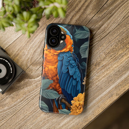 Tropical Parrot Phone Case - Tough Cases, Colorful Phone Cover, Nature Lover Gift, Floral Design, Bird Lover Accessory
