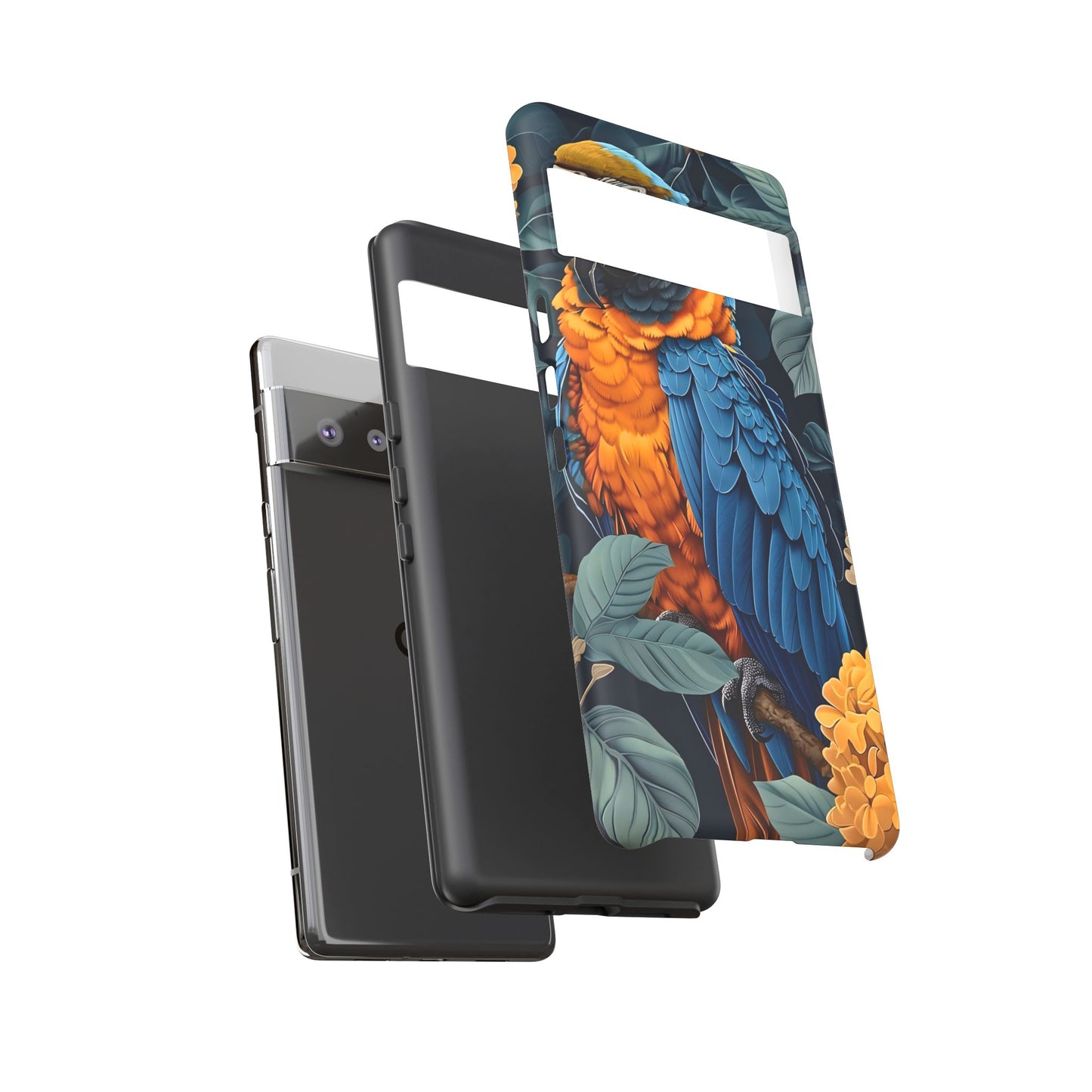 Tropical Parrot Phone Case - Tough Cases, Colorful Phone Cover, Nature Lover Gift, Floral Design, Bird Lover Accessory