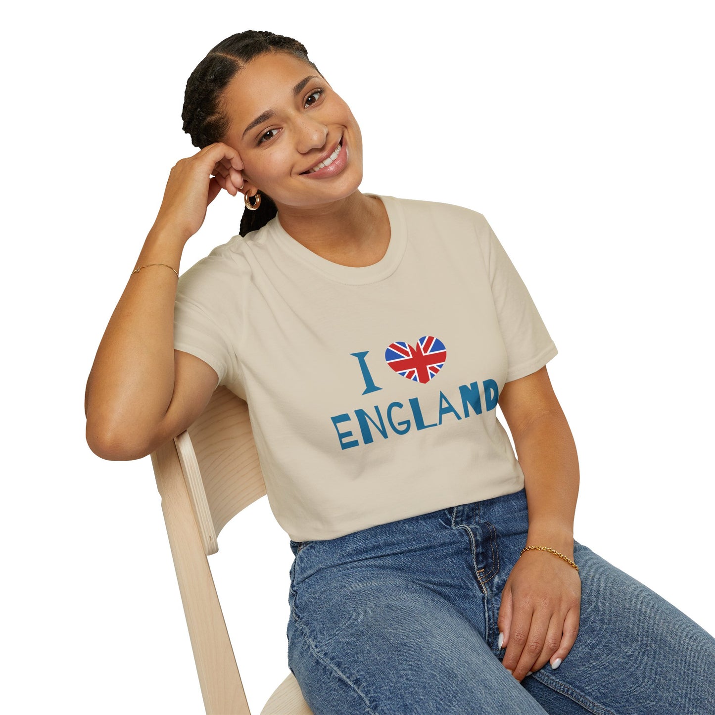 Unisex Softstyle T-Shirt - I Love England - Union Jack Heart Design