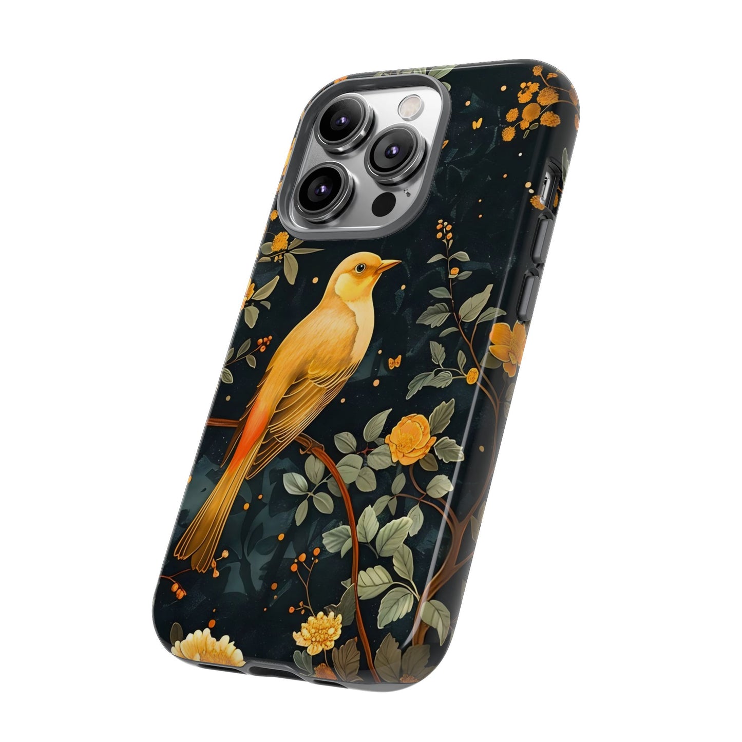 Floral Phone Case, Tough Cases with Bird Design, Nature Lover Gift, Stylish Protection, Birthday Present, Floral Phone Cover