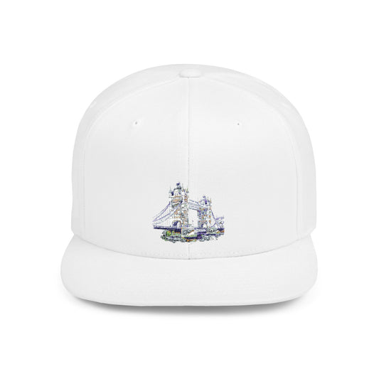 Red Double Decker Bus Front View Flat Bill Snapback