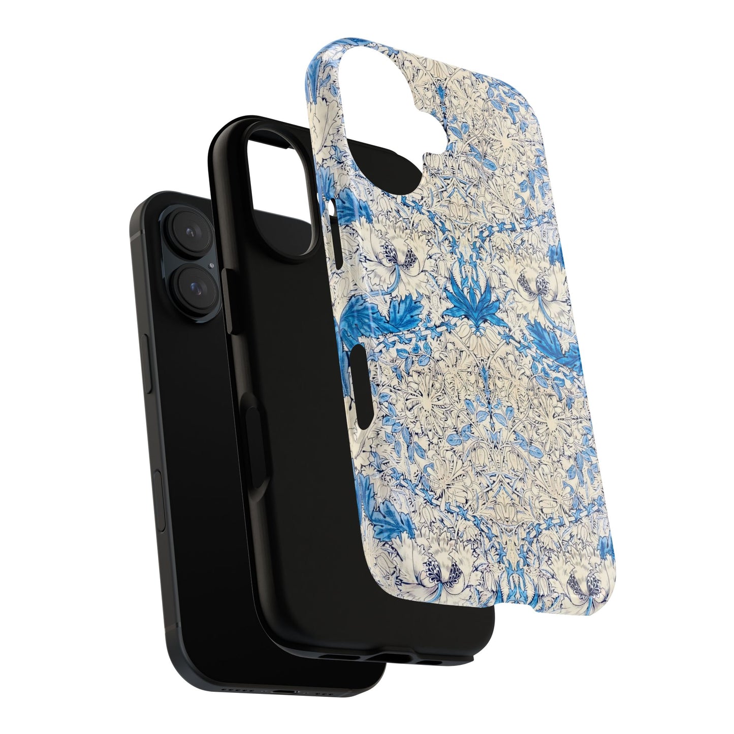Elegant Floral Phone Case, Tough iPhone Cover, Stylish Mobile Protector, Blue Patterned Case, Unique Gift for Her