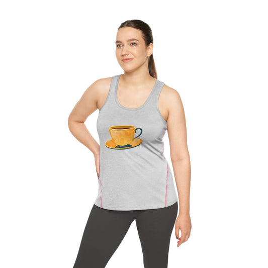 Women's Racerback Sports Top - Perfect for Active Women - Coffee Lover's - Elegant British Tea Cup - Classic Tea Time Style