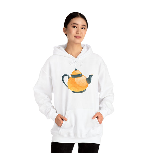 Unisex Heavy Blend™ Hooded Sweatshirt - Classic British Tea Kettle - Timeless Elegance in Tea Time
